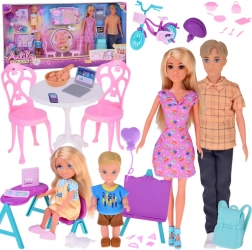 Set familiar de muñecas Anlily con muebles, escuela y trabajo