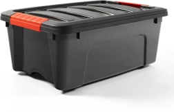 Caja de almacenamiento de plástico 12 l con tapa DOLONI, negra