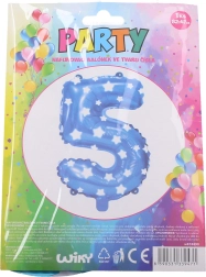 Globo inflable número 5 azul con estrellitas