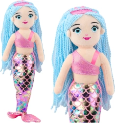 Sirena de peluche con cola holográfica rosa-azul 48 cm