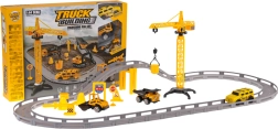 Set de construcción de pista de carreras con grúa de construcción