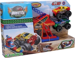 Pista de acrobacias para monster trucks con 2 coches metálicos