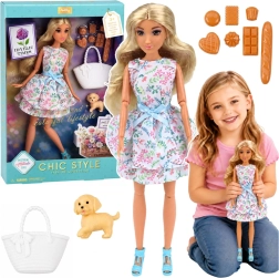 Muñeca Anlily con perrito y accesorios (vestido floral)