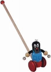 Juguete de empuje de madera Topito con cascabeles