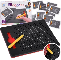 Tabla de dibujo magnética con bolitas metálicas y plantillas