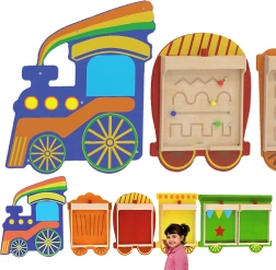 Sistema mural flexible para 5 pizarras educativas – tren MASTERKIDZ