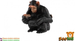 Figura de chimpancé hembra con cría – modelo plástico realista de 5 cm