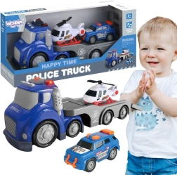 Camión grúa policial azul Woopie City Truck con efectos de luz y sonido