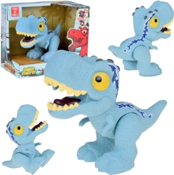 Figura azul de dinosaurio velociraptor con extremidades articuladas