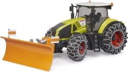 Tractor Bruder Claas Axion 950 con cadenas para nieve y cuchilla quitanieves