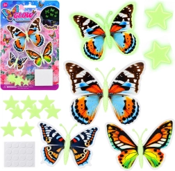 Mariposas y estrellas fluorescentes para la pared