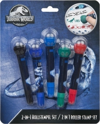 Set de sellos 2 en 1 Jurassic World – rotuladores creativos con sello de rodillo