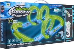 Pista de carreras luminosa con coche RC, 38 piezas