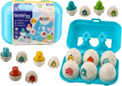 Juego de seis huevos de dinosaurio geométricos de colores