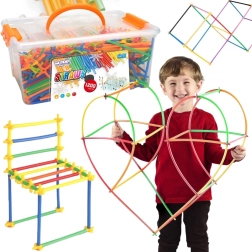 Set de construcción Woopie con pajitas de colores, 1200 piezas