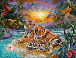 Pintura de diamantes Familia de tigres 30x40 cm