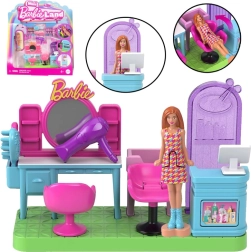 Barbie Mini BarbieLand - Salón de peluquería con mini muñeca Barbie articulada