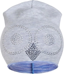 Gorro de algodón primaveral New Baby búho gris‑morado