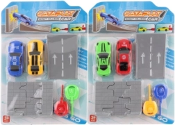 Set de coches lanzadores con plataforma y muro rompible