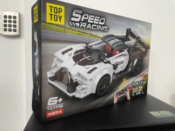 Kit de construcción de coche deportivo blanco con control RC