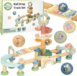 Woopie Green pista de canicas de madera con efectos musicales y xilófono FSC