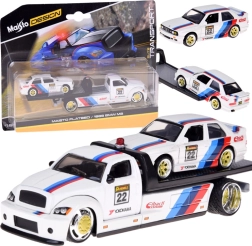 Modelo metálico 1:64 de Maisto – camión de remolque con BMW M3 1988