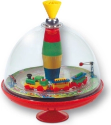 Peonza metálica musical con motivo de tren