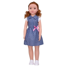Muñeca caminante con vestido azul de lunares 70 cm