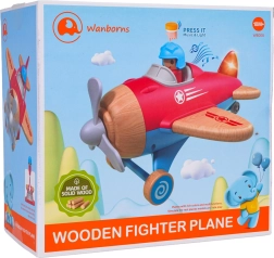 Avión rojo de madera con luces y sonidos