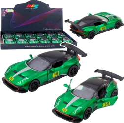Cochecito de carreras metálico 1:32 con propulsión pull-back y puertas que se abren – verde