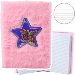 Cuaderno de felpa rosa A5 con confeti