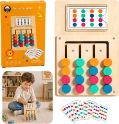 Juego lógico de madera para niños – rompecabezas de botones de colores con tarjetas (12 uds.)