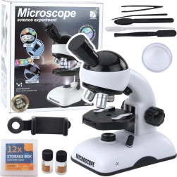 Microscopio educativo con soporte para teléfono y accesorios