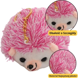 Llavero de erizo de peluche rosa 9 cm