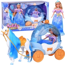 Muñeca de tela princesa con carruaje y caballo – set de cuento de hadas
