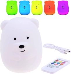 Luz nocturna infantil de silicona oso con mando a distancia y cambio de colores