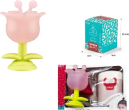 Mordedor sensorial con forma de flor rosa con estuche