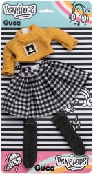 Ropa para la muñeca Penelope 34 cm – jersey de punto, falda de cuadros y calcetines hasta la rodilla