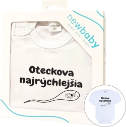 Body para bebé con estampado New Baby Oteckova najrýchlejšia – embalaje para regalo, talla 68 (4–6 meses)