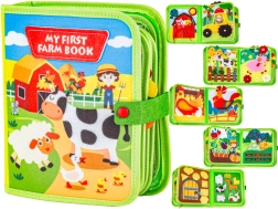 Libro manipulativo interactivo de fieltro: granja divertida con ventanitas y piezas con velcro
