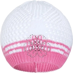 Gorro tejido New Baby con flor rosa