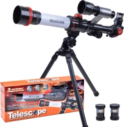 Telescopio refractor infantil con aumentos 20×/30×/40× en trípode