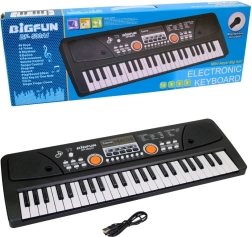 Piano electrónico infantil de 49 teclas con micrófono, USB
