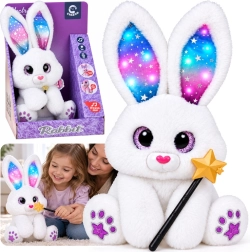 Conejito blanco de peluche interactivo 30 cm – baila, se ilumina, reproduce música con una varita mágica - 1 pieza
