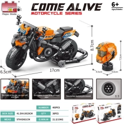 Kit de construcción de motocicleta naranja (403 piezas)