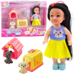 Set Mini Muñeca con Vestiditos, Caseta para Perro y Transportín