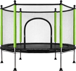 Trampolín infantil con red y pelotas, 140 cm, verde