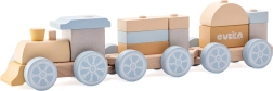 Cubika tren arcoíris pastel con dos vagones – rompecabezas de madera de 15 piezas