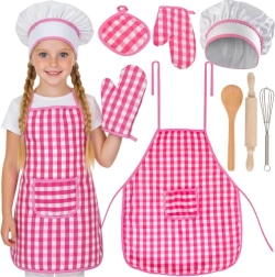 Set de cocina infantil 7 en 1, cubo rosa