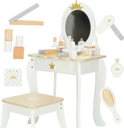 Tocador infantil de madera LULILO Bella con espejo, taburete y accesorios